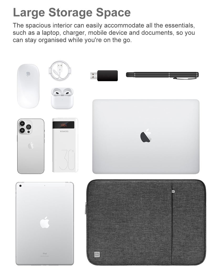 DOMISO Laptop Case Laptop Sleeve Cover for 16 inch MacBook Pro M4/M3/M2/M1 Pro/Max A3403 A3186 A2991 A2780 A2485 A2141,Compatible with 15.6 inch HP Lenovo Dell XPS 16,Dark Grey - Image 3